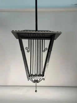 New Pamono Large Italian Art Deco Wrought Iron Lantern in the style of Paolo Buffa, 1940s