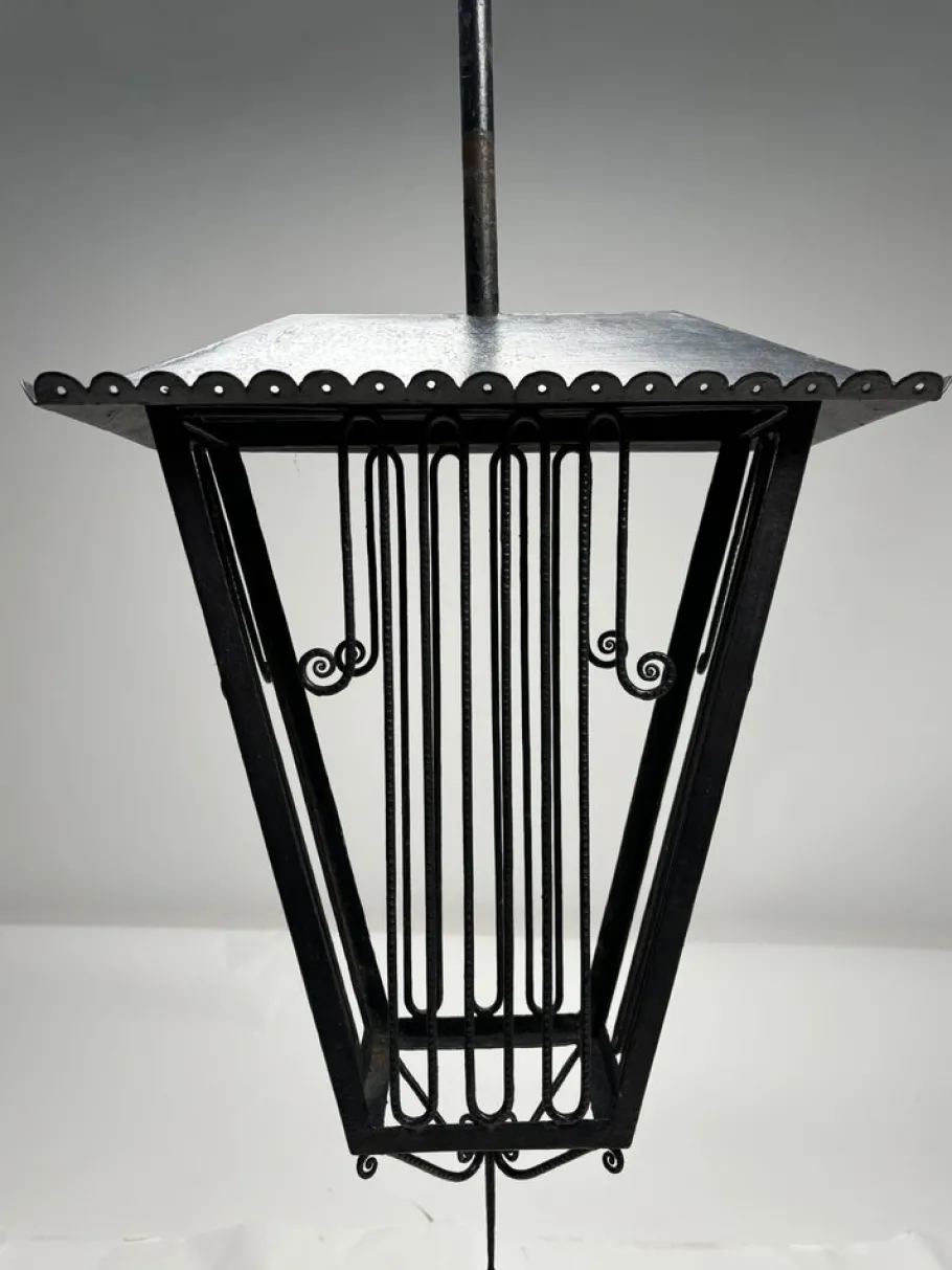 New Pamono Large Italian Art Deco Wrought Iron Lantern in the style of Paolo Buffa, 1940s