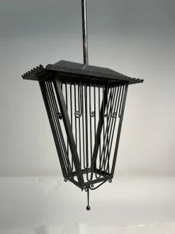 New Pamono Large Italian Art Deco Wrought Iron Lantern in the style of Paolo Buffa, 1940s