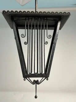 New Pamono Large Italian Art Deco Wrought Iron Lantern in the style of Paolo Buffa, 1940s