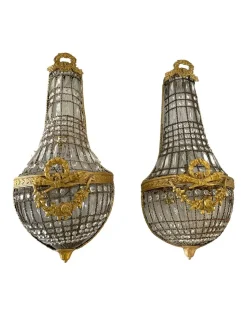 Hot Pamono Large Italian Crystal Beaded Sconces, 1970s, Set of 2