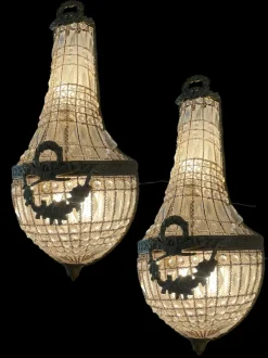 Hot Pamono Large Italian Crystal Beaded Sconces, 1970s, Set of 2