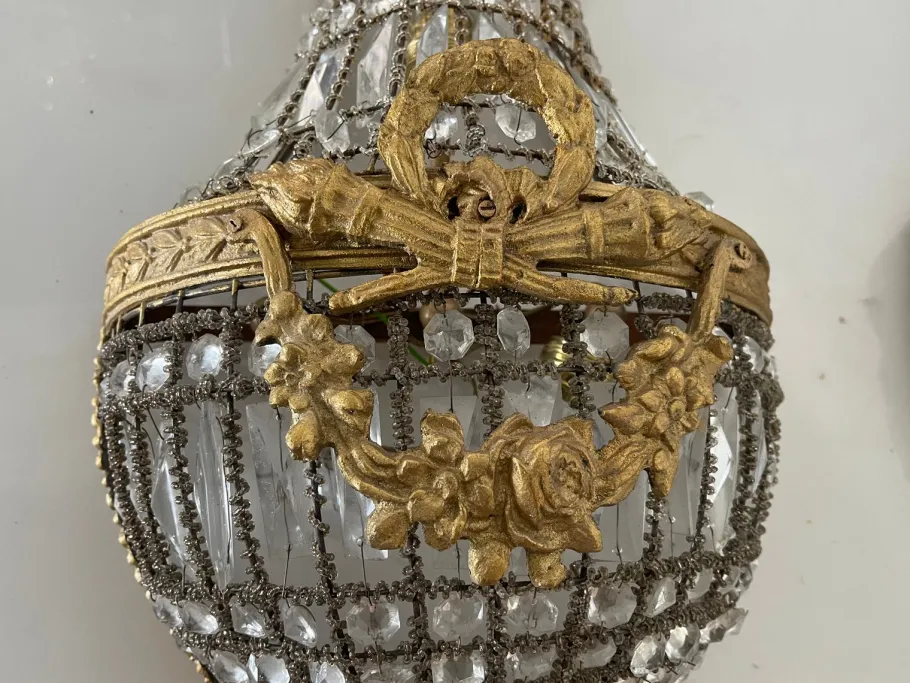 Hot Pamono Large Italian Crystal Beaded Sconces, 1970s, Set of 2