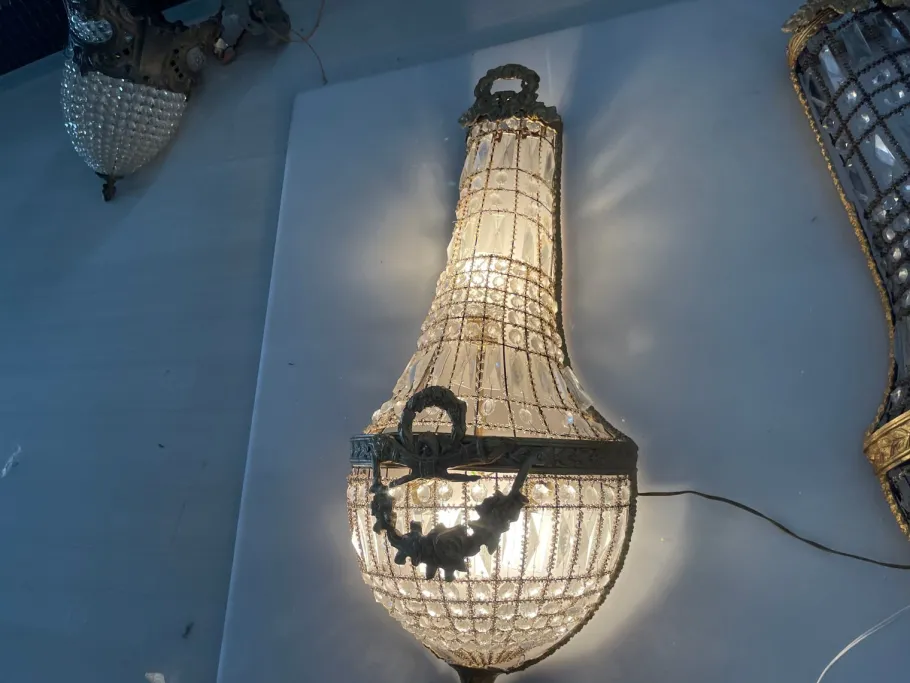 Hot Pamono Large Italian Crystal Beaded Sconces, 1970s, Set of 2