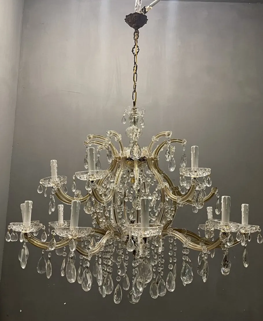 New Pamono Large Italian Crystal Chandelier