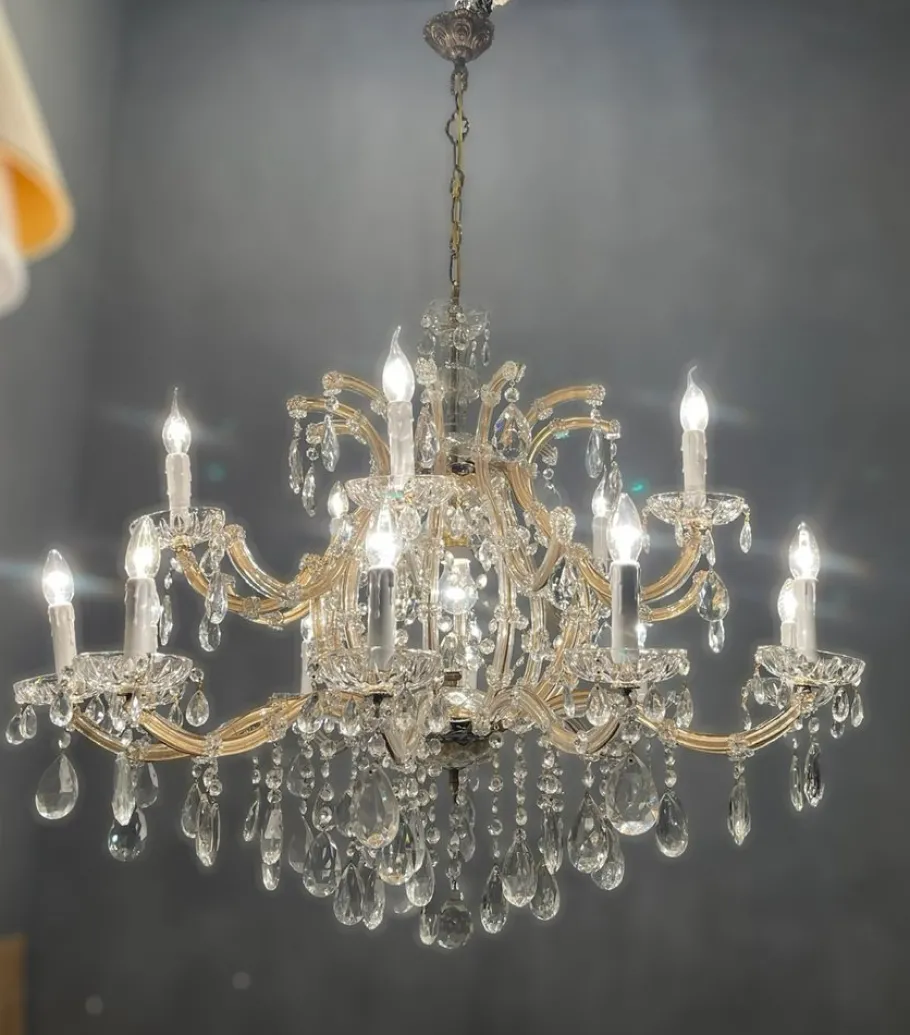 New Pamono Large Italian Crystal Chandelier