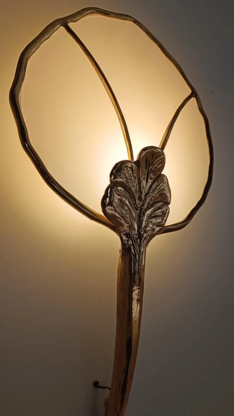 New Pamono Large Italian Floral Sculptural Brass Wall Sconce, 1970s
