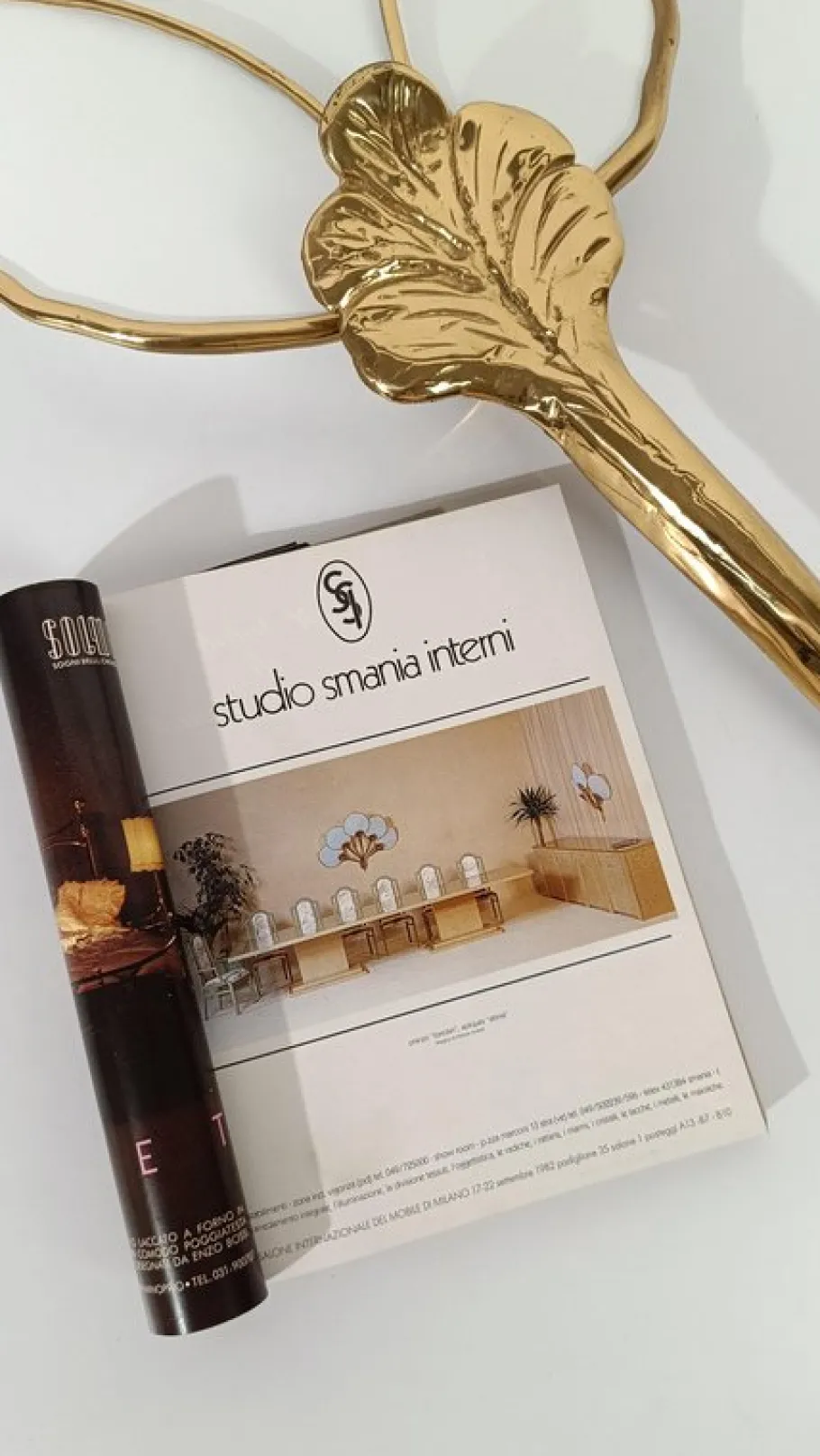 New Pamono Large Italian Floral Sculptural Brass Wall Sconce, 1970s