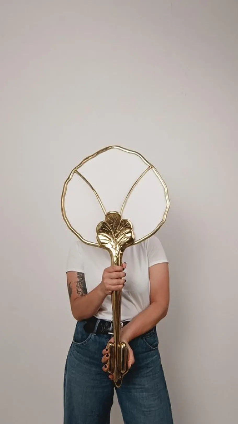 New Pamono Large Italian Floral Sculptural Brass Wall Sconce, 1970s