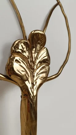 New Pamono Large Italian Floral Sculptural Brass Wall Sconce, 1970s