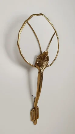New Pamono Large Italian Floral Sculptural Brass Wall Sconce, 1970s