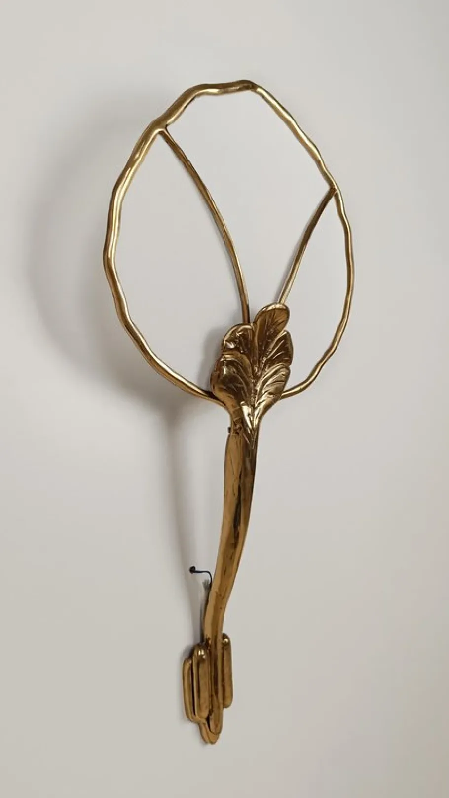 New Pamono Large Italian Floral Sculptural Brass Wall Sconce, 1970s