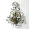 Discount Pamono Large Italian Florentine Style Wall Sconce in Green Metal with Crystal Flowers, 1960s