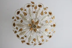 Hot Pamono Large Italian Florentine Hollywood Regency Ceiling Lamp with Flowers, 1970s