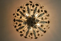 Hot Pamono Large Italian Florentine Hollywood Regency Ceiling Lamp with Flowers, 1970s