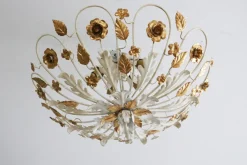 Hot Pamono Large Italian Florentine Hollywood Regency Ceiling Lamp with Flowers, 1970s