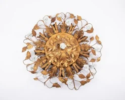 Sale Pamono Large Italian Flush Mounts with Porcelain Roses, 1950s, Set of 2