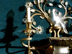 Sale Pamono Large Italian Gilt Metal and Crystal Glass Sconces from Banci Firenze, 1960s, Set of 2