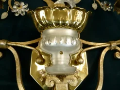 Sale Pamono Large Italian Gilt Metal and Crystal Glass Sconces from Banci Firenze, 1960s, Set of 2