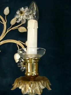 Sale Pamono Large Italian Gilt Metal and Crystal Glass Sconces from Banci Firenze, 1960s, Set of 2