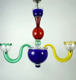 Hot Pamono Large Italian Multicolored Murano Glass Chandelier