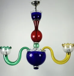 Hot Pamono Large Italian Multicolored Murano Glass Chandelier