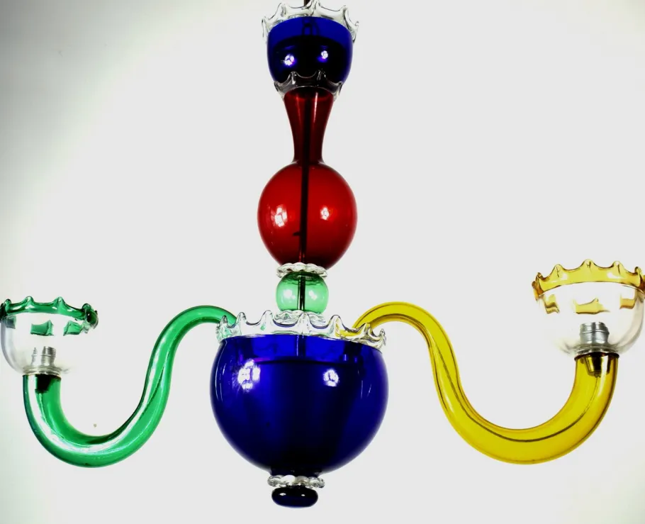 Hot Pamono Large Italian Multicolored Murano Glass Chandelier