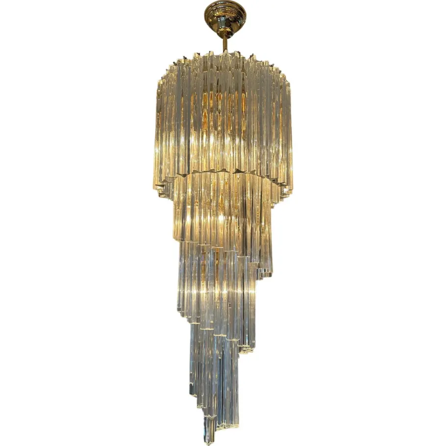 Clearance Pamono Large Italian Murano Glass Spiral Chandelier from Novaresi, 1980s