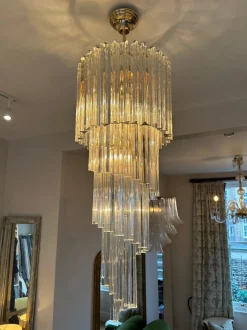 Clearance Pamono Large Italian Murano Glass Spiral Chandelier from Novaresi, 1980s