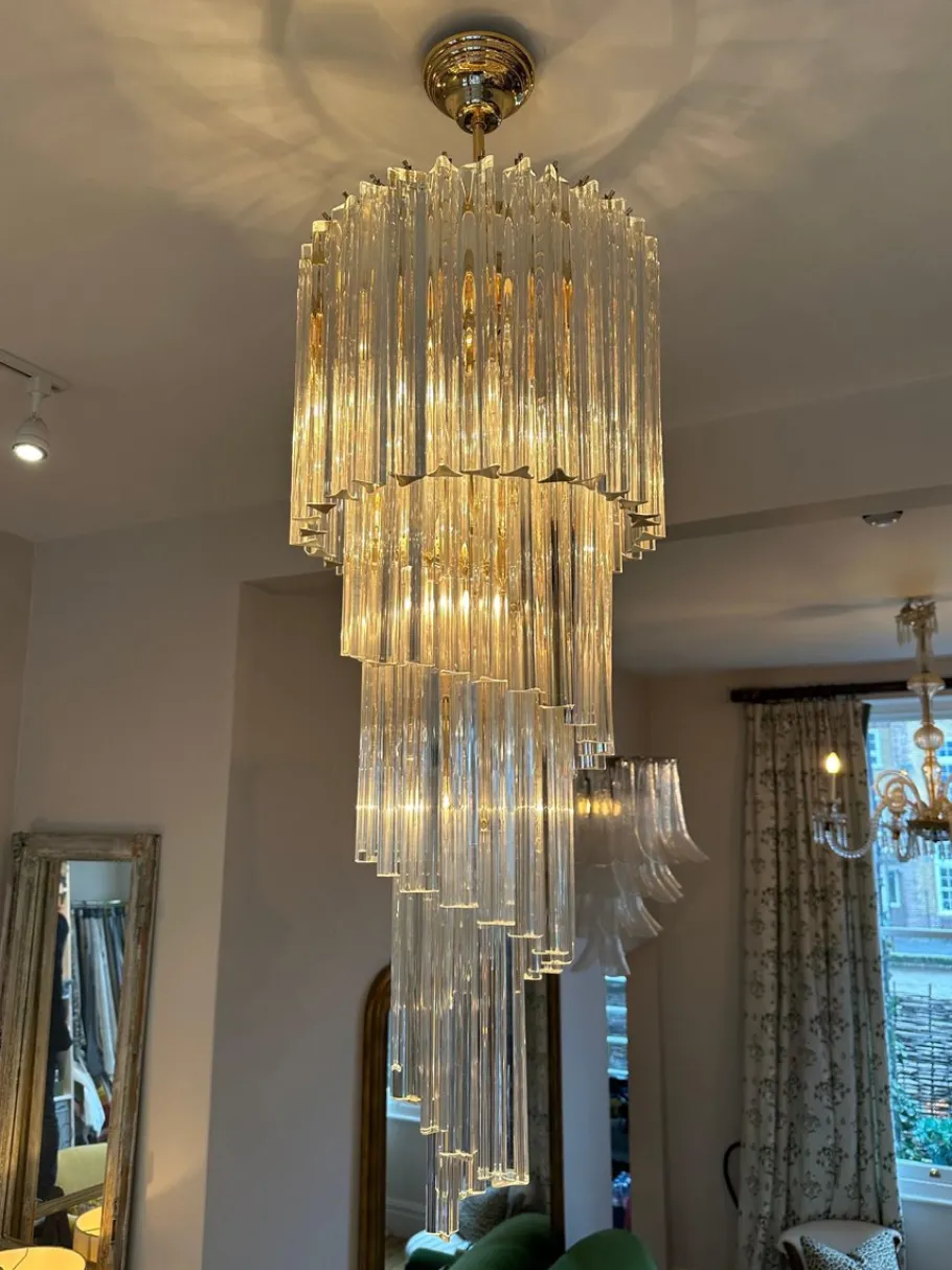 Clearance Pamono Large Italian Murano Glass Spiral Chandelier from Novaresi, 1980s