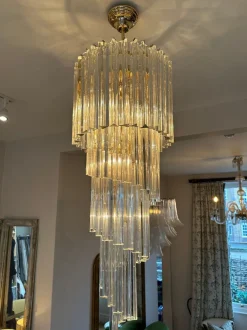 Clearance Pamono Large Italian Murano Glass Spiral Chandelier from Novaresi, 1980s