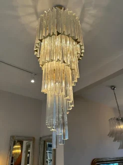 Clearance Pamono Large Italian Murano Glass Spiral Chandelier from Novaresi, 1980s