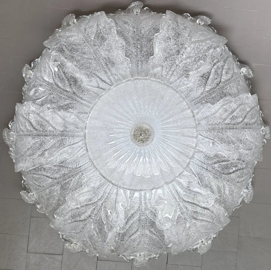 New Pamono Large Italian Murano Glass Flush Mount from Barovier & Toso, 1970s