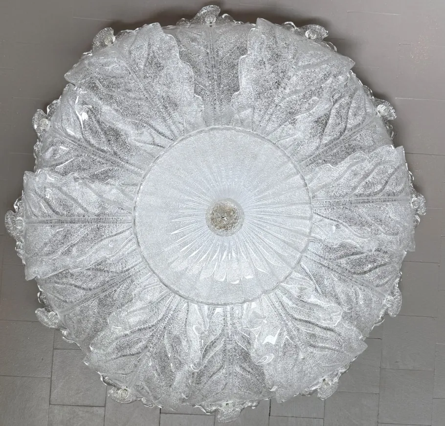 New Pamono Large Italian Murano Glass Flush Mount from Barovier & Toso, 1970s