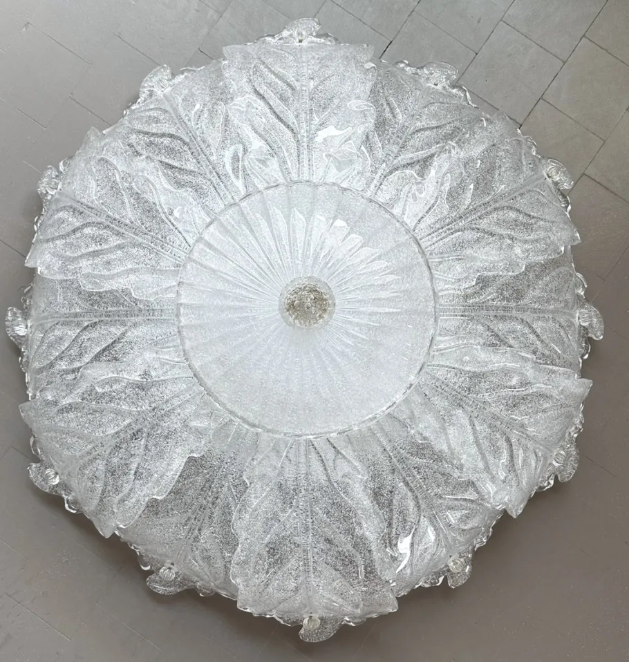 New Pamono Large Italian Murano Glass Flush Mount from Barovier & Toso, 1970s