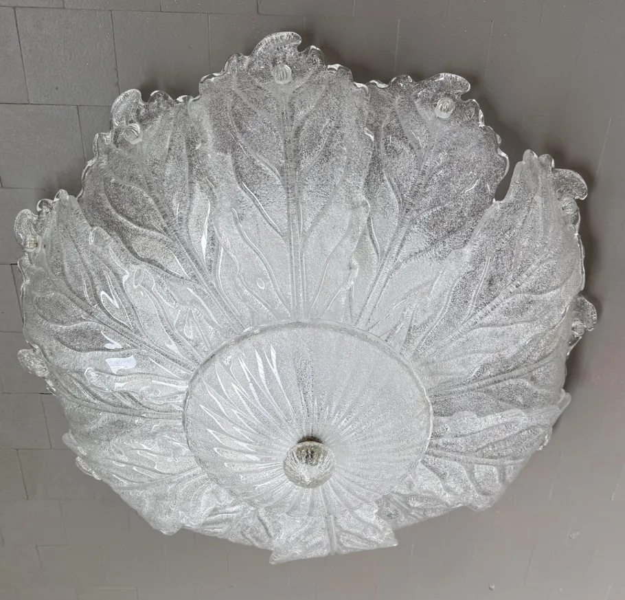 New Pamono Large Italian Murano Glass Flush Mount from Barovier & Toso, 1970s