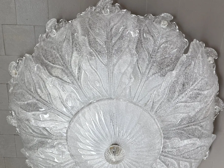 New Pamono Large Italian Murano Glass Flush Mount from Barovier & Toso, 1970s