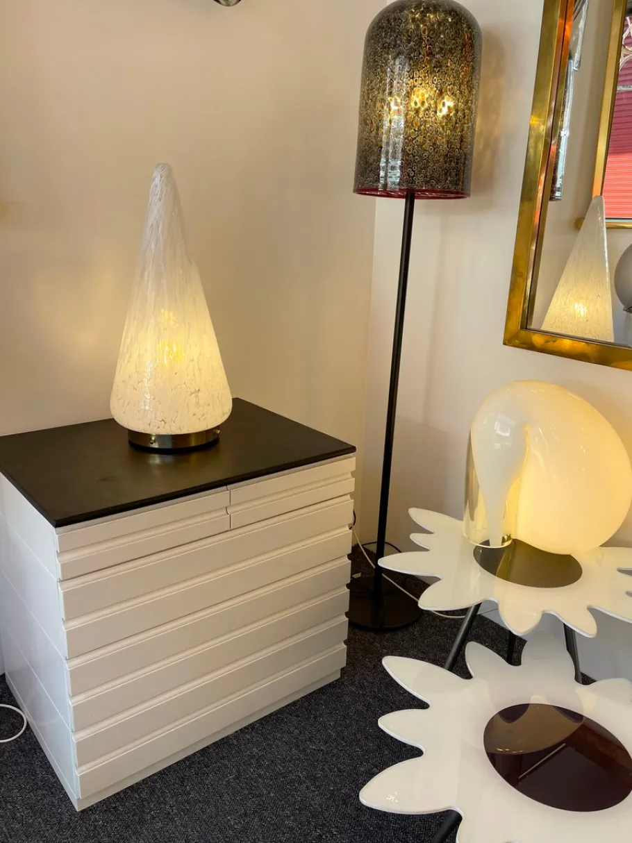 Best Pamono Large Italian Murano Glass and Brass Cone Lamp from Esperia, 1970s