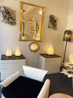 Best Pamono Large Italian Murano Glass and Brass Cone Lamp from Esperia, 1970s