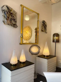 Best Pamono Large Italian Murano Glass and Brass Cone Lamp from Esperia, 1970s