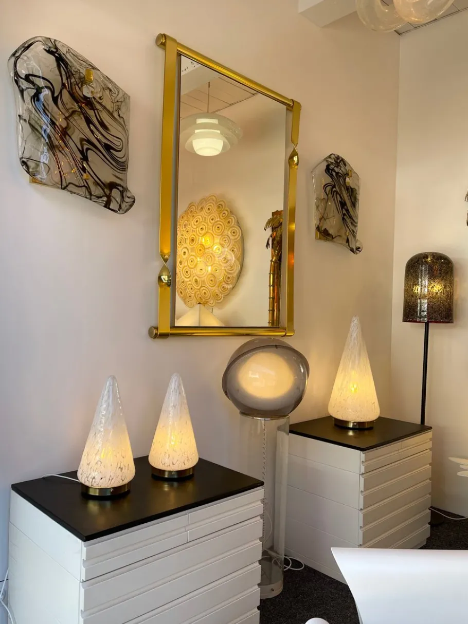 Best Pamono Large Italian Murano Glass and Brass Cone Lamp from Esperia, 1970s