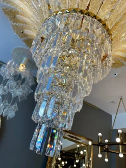 Best Pamono Large Italian Murano Gold Palm Leaf Chandelier, 1970