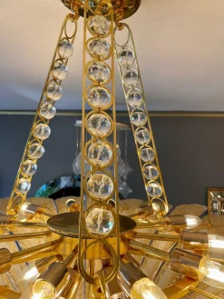 Best Pamono Large Italian Murano Gold Palm Leaf Chandelier, 1970