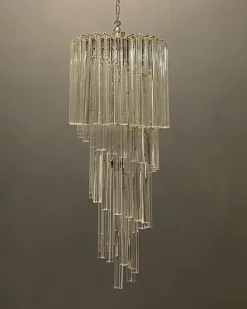 New Pamono Large Italian Murano Prism Spiral Chandelier
