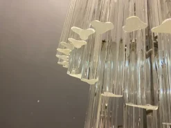 New Pamono Large Italian Murano Prism Spiral Chandelier