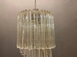 New Pamono Large Italian Murano Prism Spiral Chandelier