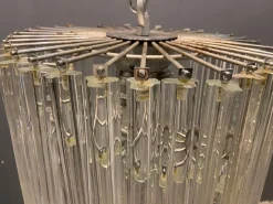 New Pamono Large Italian Murano Prism Spiral Chandelier