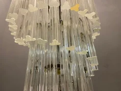 New Pamono Large Italian Murano Prism Spiral Chandelier