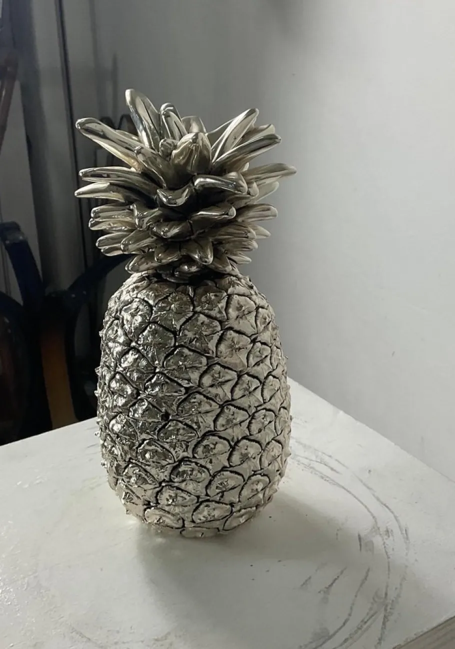 Sale Pamono Large Italian Silver Laminated Pineapple, 1970s