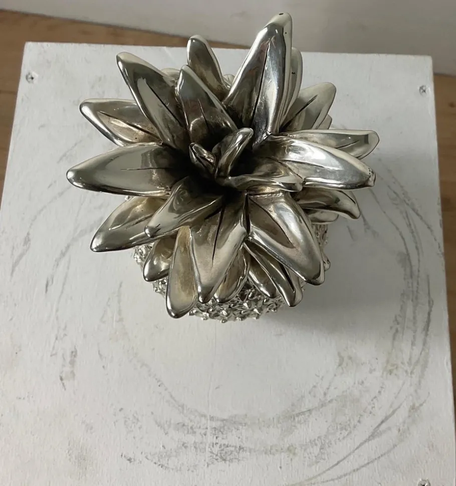 Sale Pamono Large Italian Silver Laminated Pineapple, 1970s